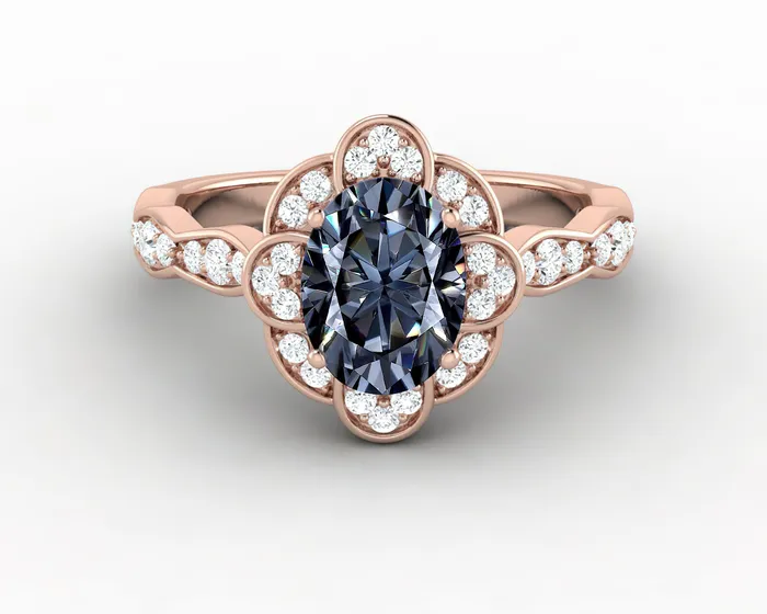 Rings Sapheena Jewelry Vivienne 15ct Oval Grey Moissanite Engagement Ring
