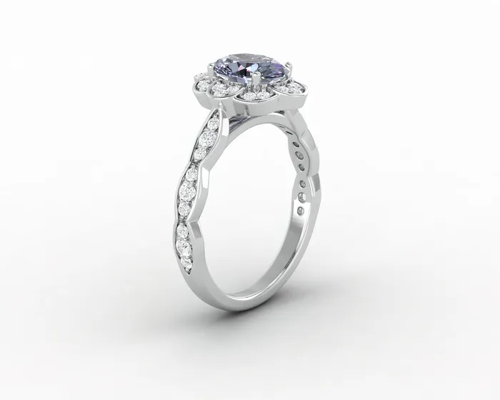Rings Sapheena Jewelry Vivienne 15ct Oval Grey Moissanite Engagement Ring
