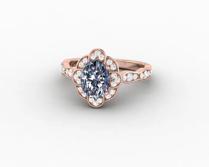 Rings Sapheena Jewelry Vivienne 15ct Oval Grey Moissanite Engagement Ring