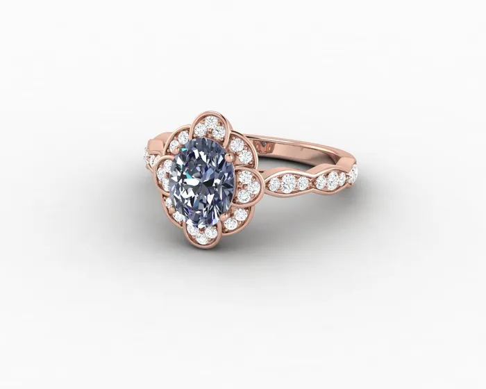 Rings Sapheena Jewelry Vivienne 15ct Oval Grey Moissanite Engagement Ring