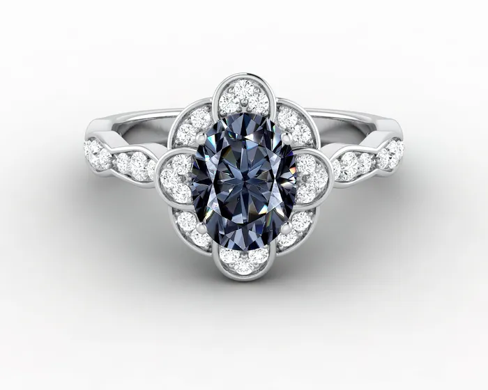 Rings Sapheena Jewelry Vivienne 15ct Oval Grey Moissanite Engagement Ring