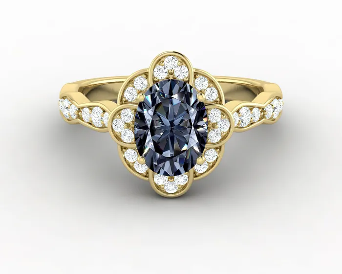 Rings Sapheena Jewelry Vivienne 15ct Oval Grey Moissanite Engagement Ring