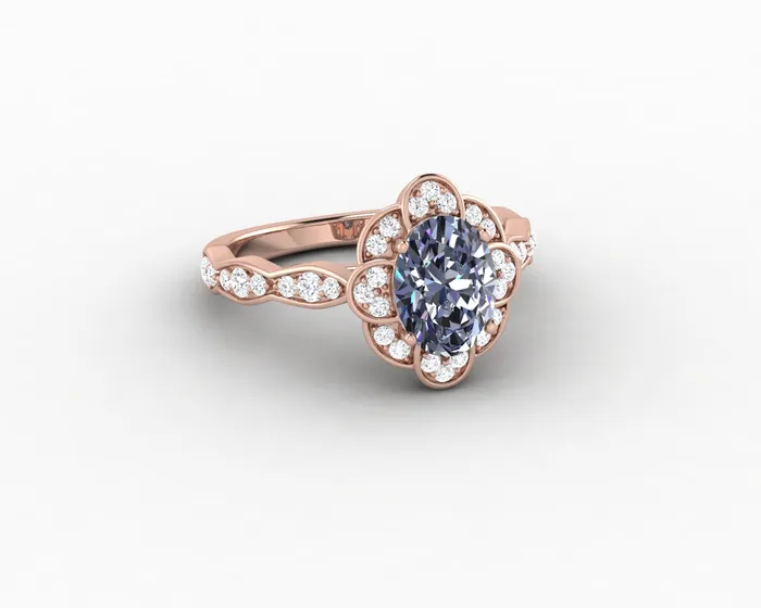 Rings Sapheena Jewelry Vivienne 15ct Oval Grey Moissanite Engagement Ring
