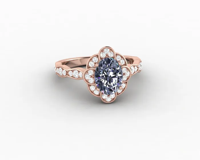 Rings Sapheena Jewelry Vivienne 15ct Oval Grey Moissanite Engagement Ring