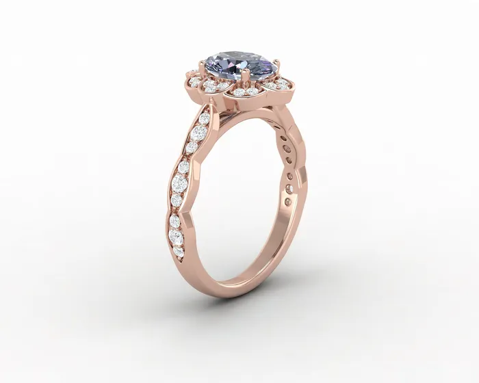 Rings Sapheena Jewelry Vivienne 15ct Oval Grey Moissanite Engagement Ring
