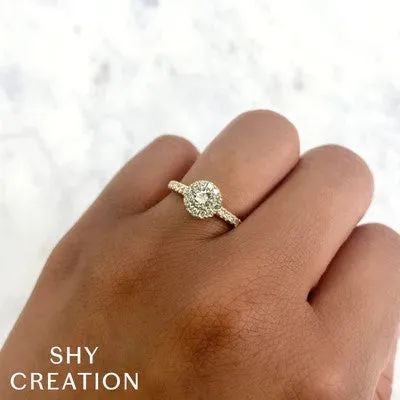 Rings SHY CREATIONS 030CTCTRROUND 032CTSIDE DIAMOND ENGAGEMENT RING