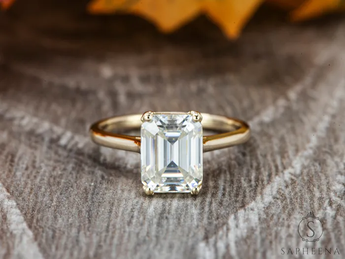 Sapheena Jewelry Rings Lilian 240 Ct Solitaire Emerald Cut Engagement Ring