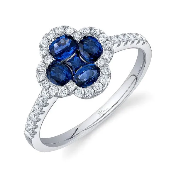 SHY CREATIONS Rings 030CT DIAMOND 120CT BLUE SAPPHIRE CLOVER RING
