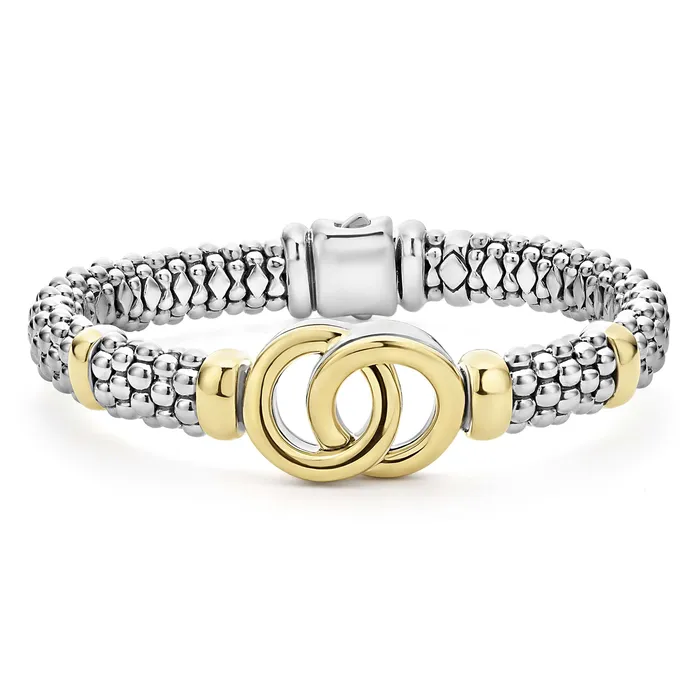 Signature Caviar TwoTone Interlocking Caviar Bracelet 9mm LAGOS Bracelets