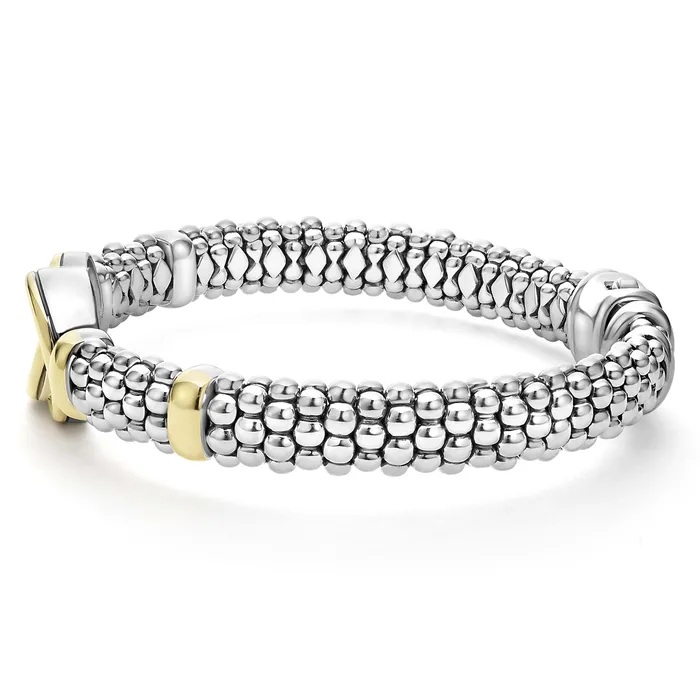 Signature Caviar TwoTone Interlocking Caviar Bracelet 9mm LAGOS Bracelets