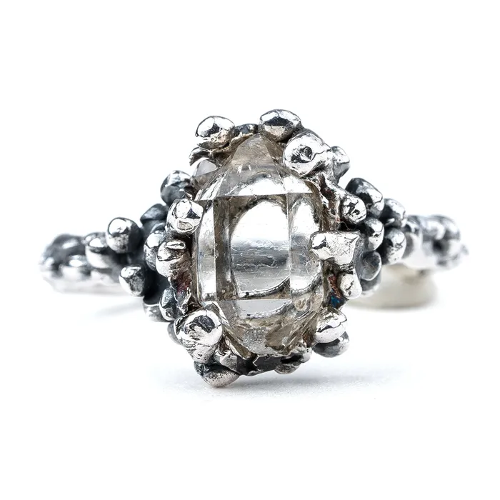 Solitaire Herkimer Diamond Band Ring Made On Order Giardinoblu Rings