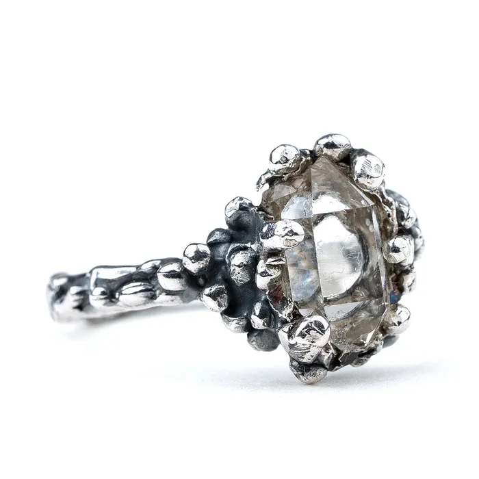 Solitaire Herkimer Diamond Band Ring Made On Order Giardinoblu Rings