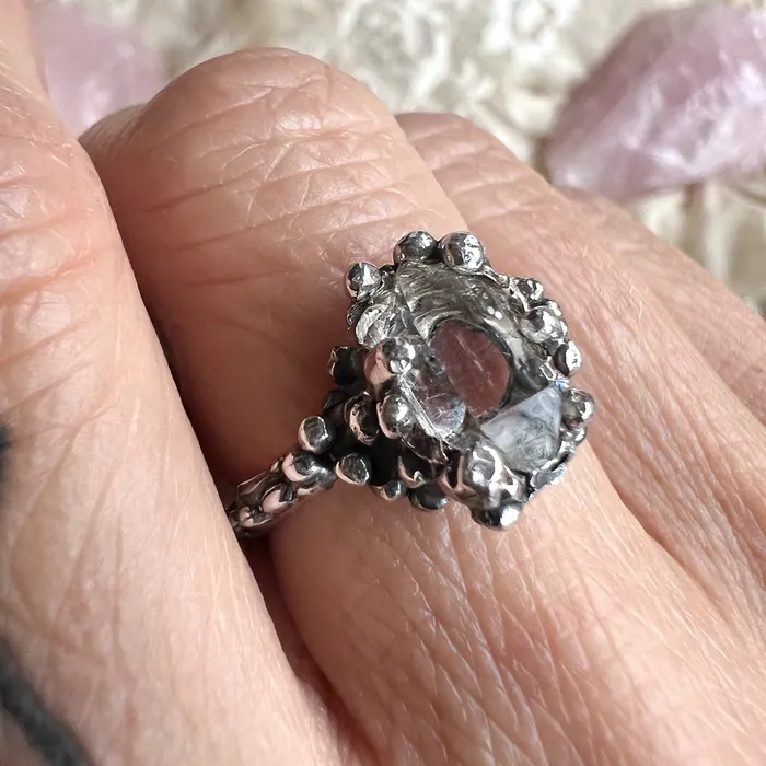 Solitaire Herkimer Diamond Band Ring Made On Order Giardinoblu Rings