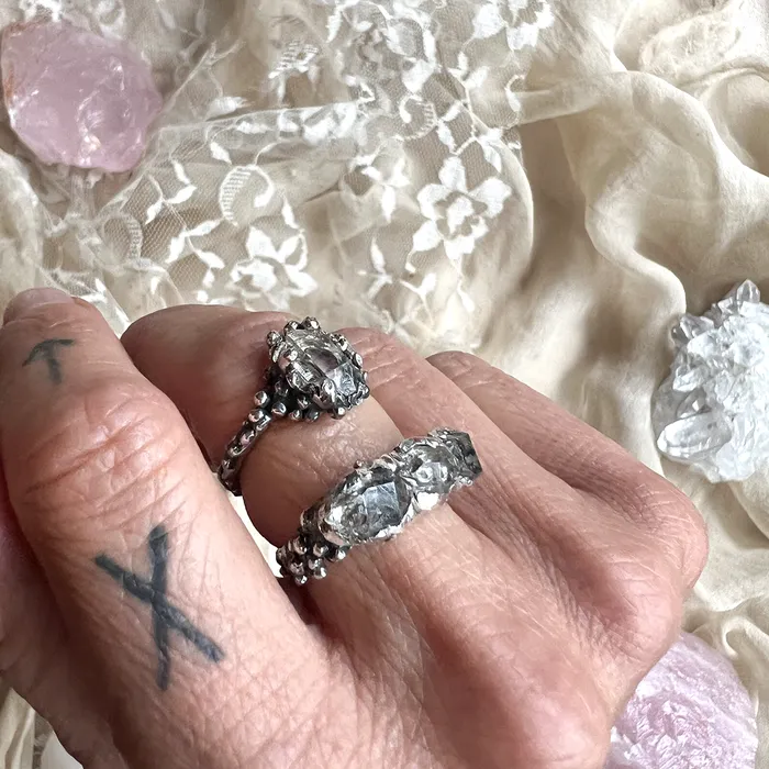 Solitaire Herkimer Diamond Band Ring Made On Order Giardinoblu Rings