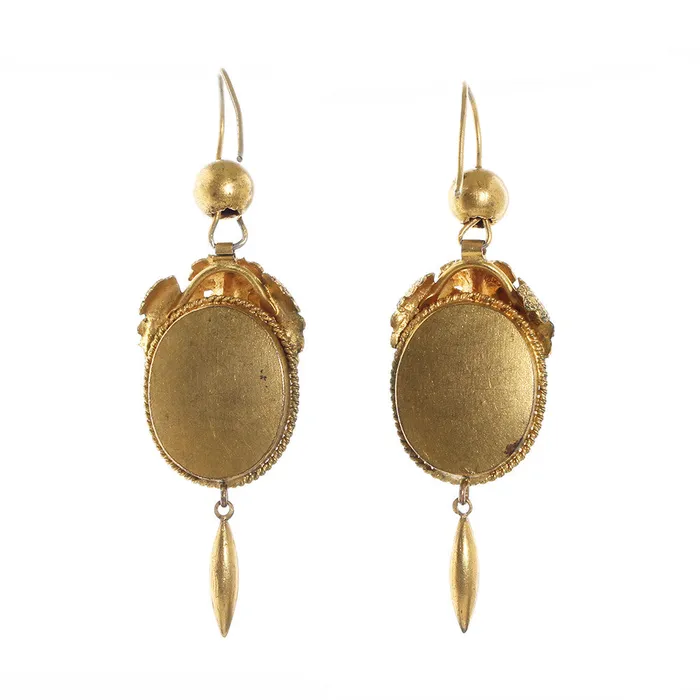 Victorian Opaline Glass Earrings Bell Bird Antiques Earrings