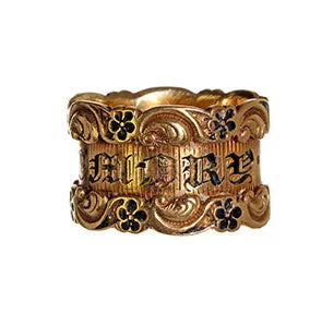 Victorian Wide In Memory of Band Bell Bird Antiques Rings