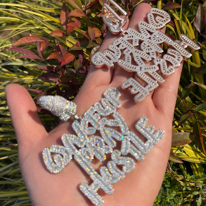Wake Up Pray Hustle Necklaces Wake Up Pray Hustle Iced Out Diamond Pendant Necklace