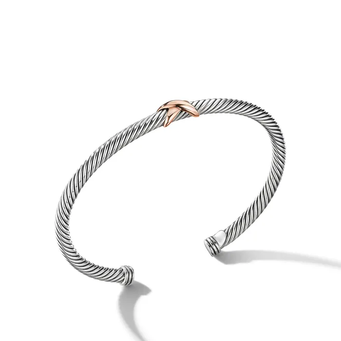 X Classic Cable Station Bracelet in Sterling Silver with 18K Rose Gold 4mm David Yurman Bracelets X Classic Cable Station Bracelet in Sterling Silver with 18K Rose Gold 4mm David Yurman Bracelets