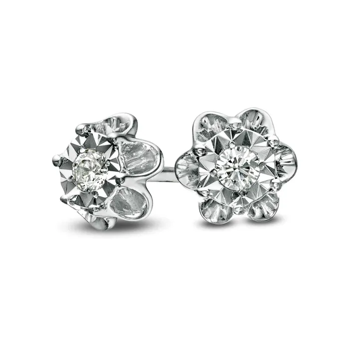 007 CT TW Diamond Flower Stud Earrings in Sterling Silver Goldia Earrings