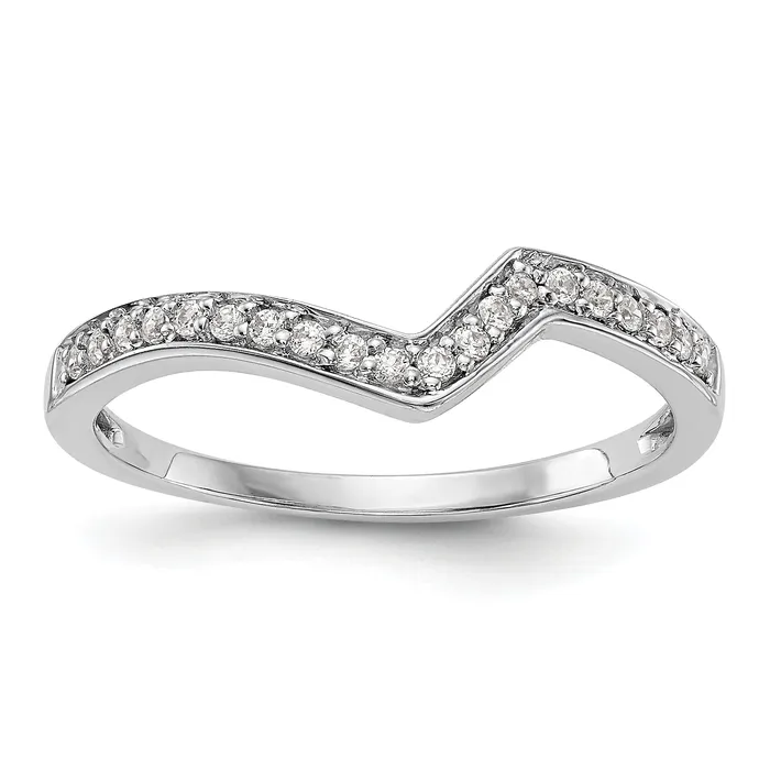 012ct CZ Solid Real 14K White Gold Contoured Wedding Wedding Band Ring Goldia Rings