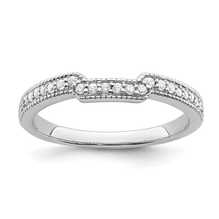 015ct CZ Solid Real 14k White Polished Matching Wedding Wedding Band Ring Goldia Rings