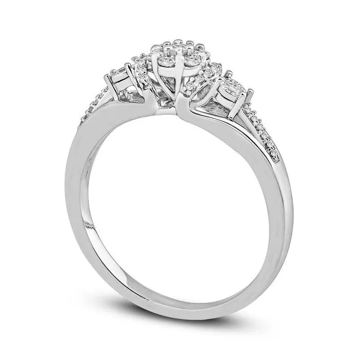 020 CT TW Composite Natural Diamond Collar Promise Ring in Sterling Silver Goldia Rings