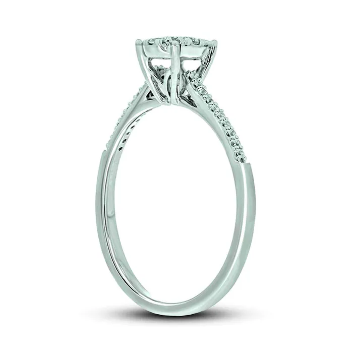 020 CT TW Composite Oval Natural Diamond Promise Ring in Solid 10K White Gold Goldia Rings