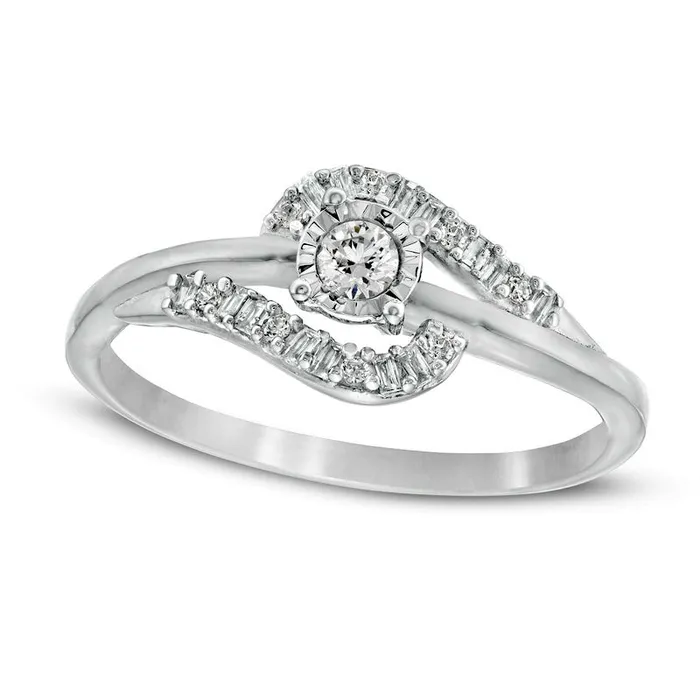 020 CT TW Natural Diamond Bypass Promise Ring in Solid 10K White Gold Goldia Rings