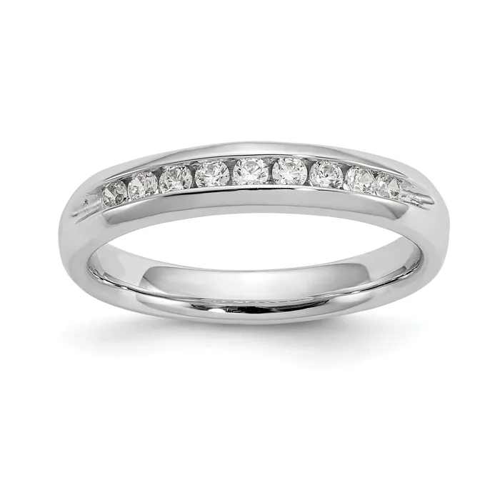 023ct CZ Solid Real 14K White Gold 9Stone Channel Wedding Band Ring Goldia Rings