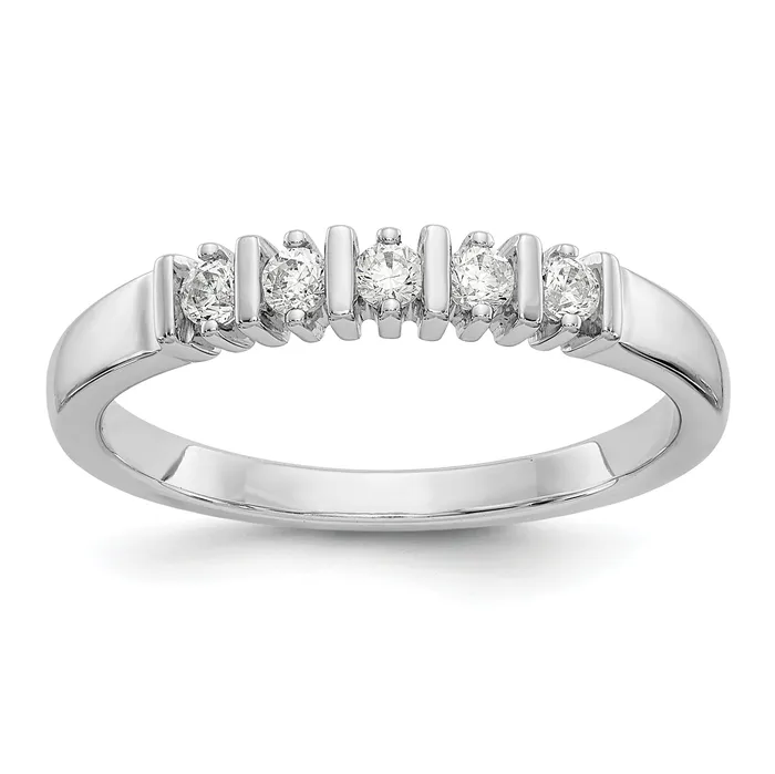 025ct CZ Solid Real 14K White Gold 5Stone Wedding Band Ring Goldia Rings