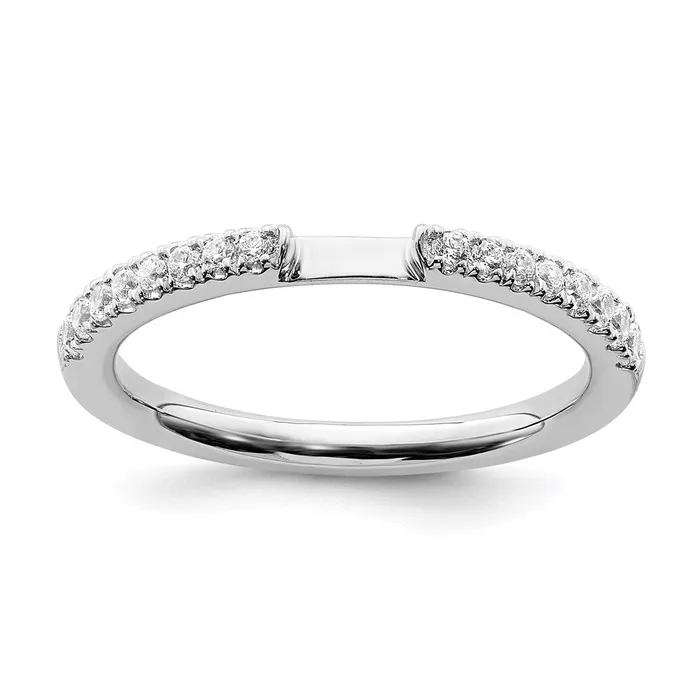 025ct CZ Solid Real 14K White Gold Contoured Wedding Wedding Band Ring Goldia Rings