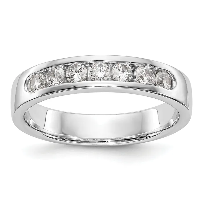037ct CZ Solid Real 14K White Gold 724mm Stone Channel Wedding Band Ring Goldia Rings