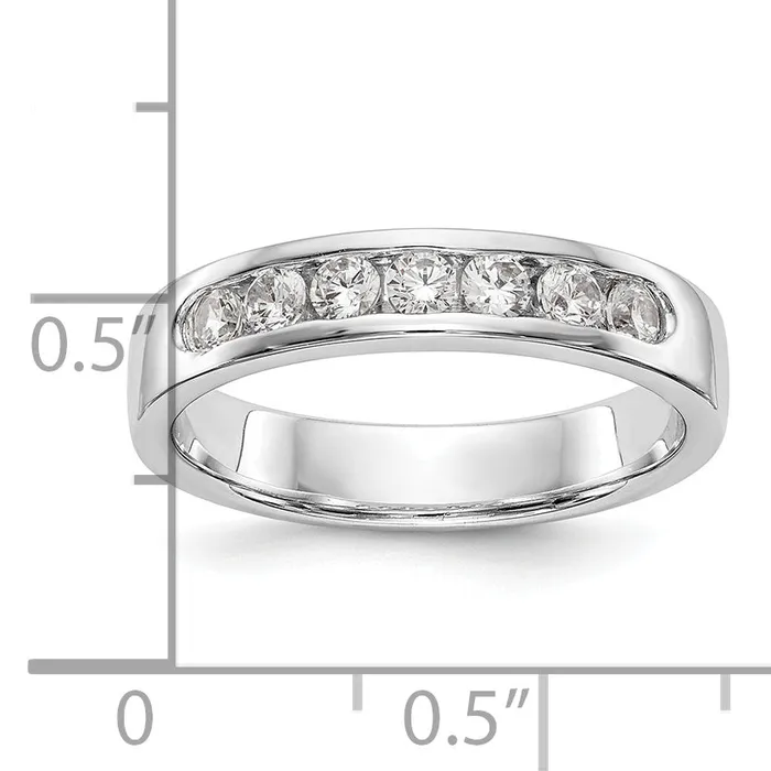037ct CZ Solid Real 14K White Gold 724mm Stone Channel Wedding Band Ring Goldia Rings