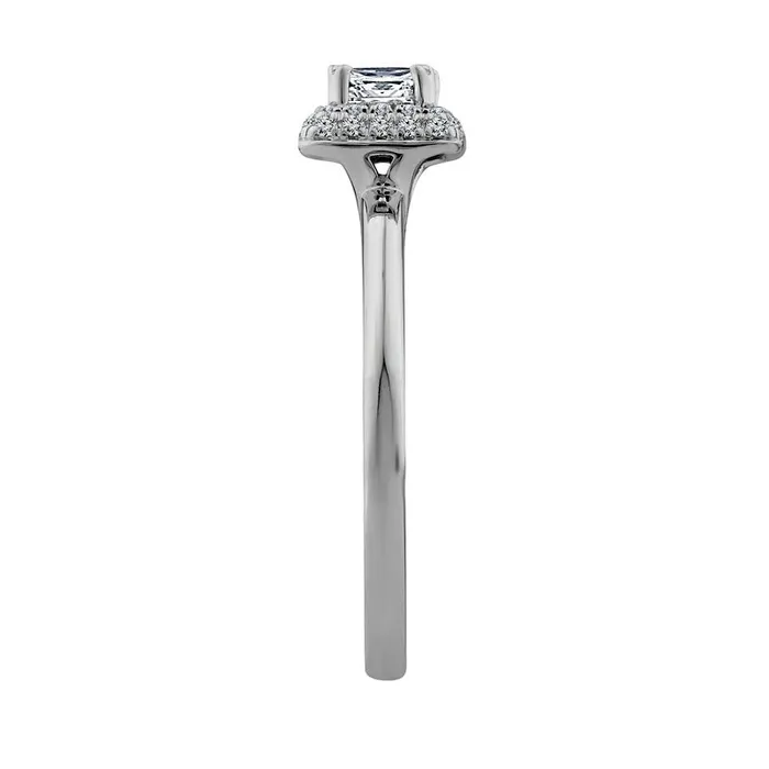 038 CT TW PrincessCut Natural Diamond Double Cushion Frame Engagement Ring in Solid 14K White Gold Goldia Rings