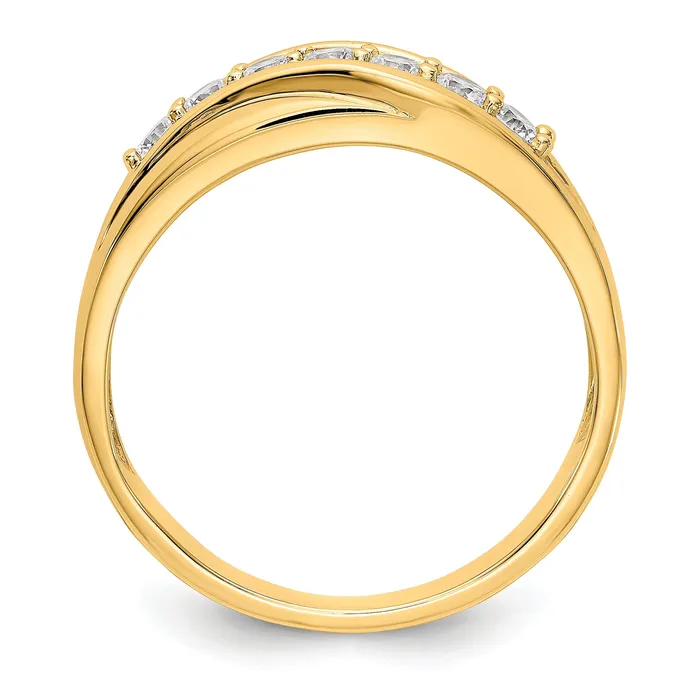 049ct CZ Solid Real 14K Yellow Gold Mens Wedding Band Ring Goldia Rings