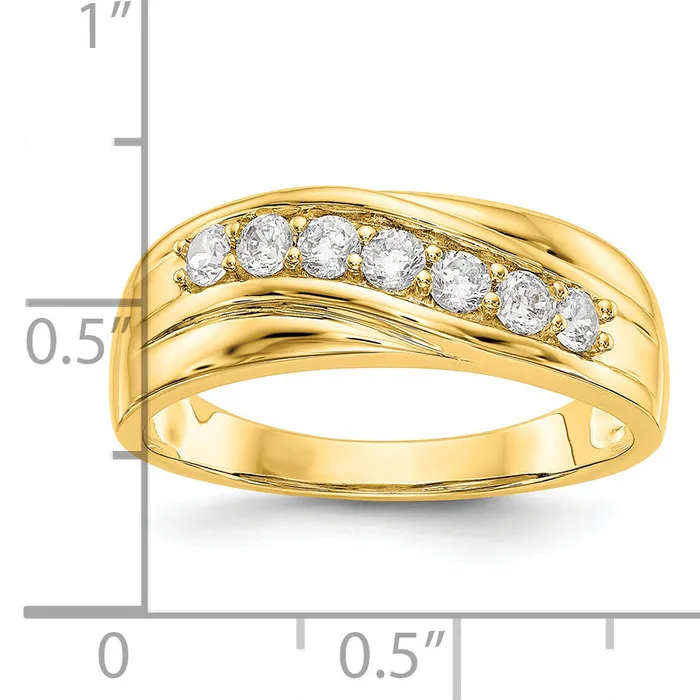 049ct CZ Solid Real 14K Yellow Gold Mens Wedding Band Ring Goldia Rings