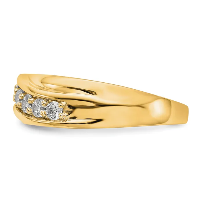 049ct CZ Solid Real 14K Yellow Gold Mens Wedding Band Ring Goldia Rings