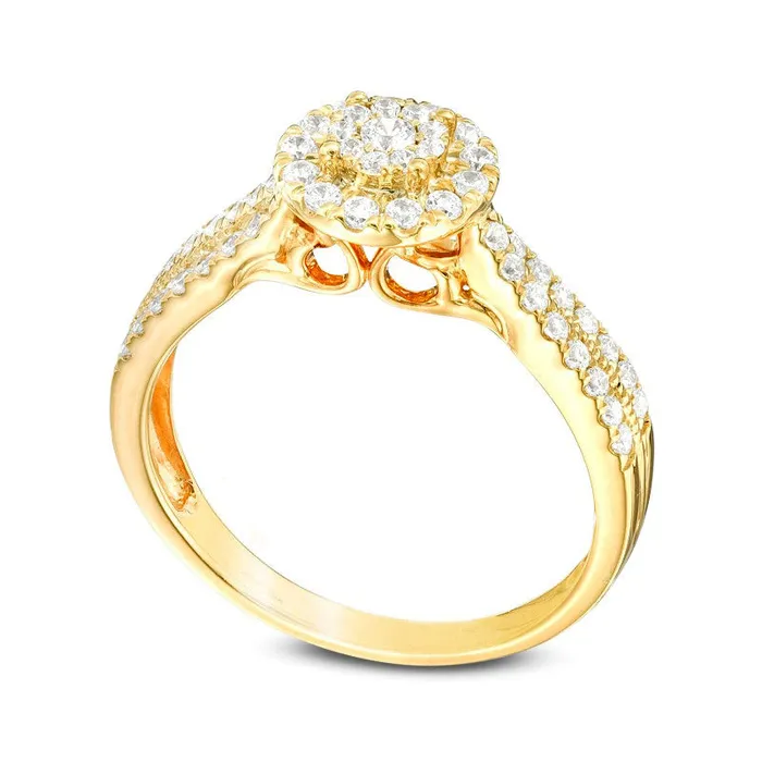 050 CT TW Composite Natural Diamond Frame Engagement Ring in Solid 10K Yellow Gold Goldia Rings