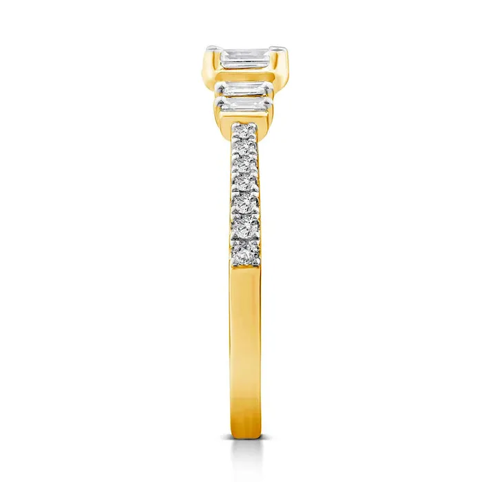 050 CT TW EmeraldCut Natural Diamond Collar Engagement Ring in Solid 14K Gold Goldia Rings 050 CT TW EmeraldCut Natural Diamond Collar Engagement Ring in Solid 14K Gold Goldia Rings