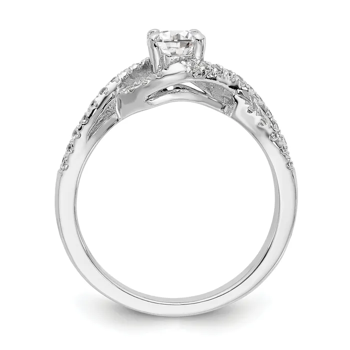 050ct CZ Solid Real 14k White Gold Round ByPass Engagement Ring Goldia Rings