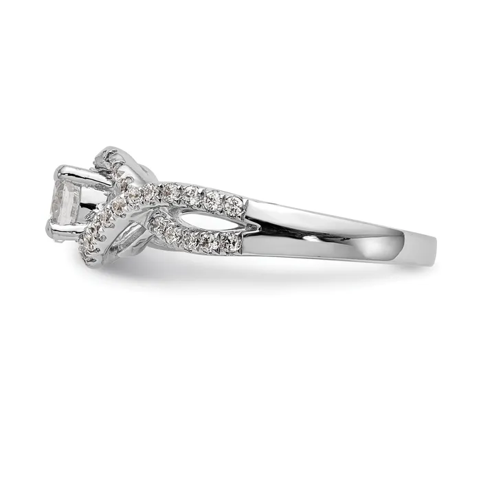 050ct CZ Solid Real 14k White Gold Round ByPass Engagement Ring Goldia Rings