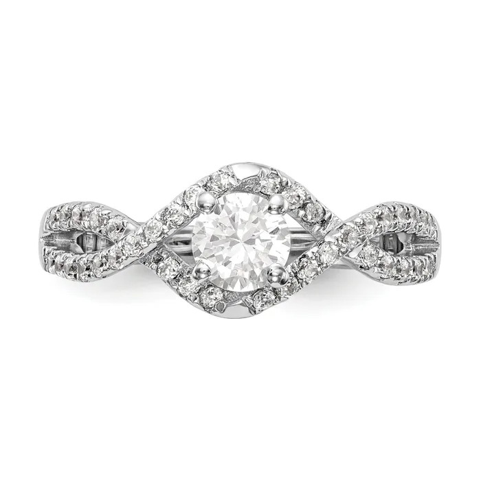 050ct CZ Solid Real 14k White Gold Round ByPass Engagement Ring Goldia Rings