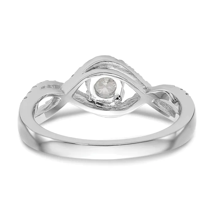 050ct CZ Solid Real 14k White Gold Round ByPass Engagement Ring Goldia Rings