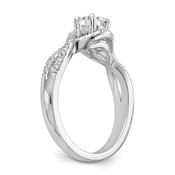 050ct CZ Solid Real 14k White Gold Round ByPass Engagement Ring Goldia Rings