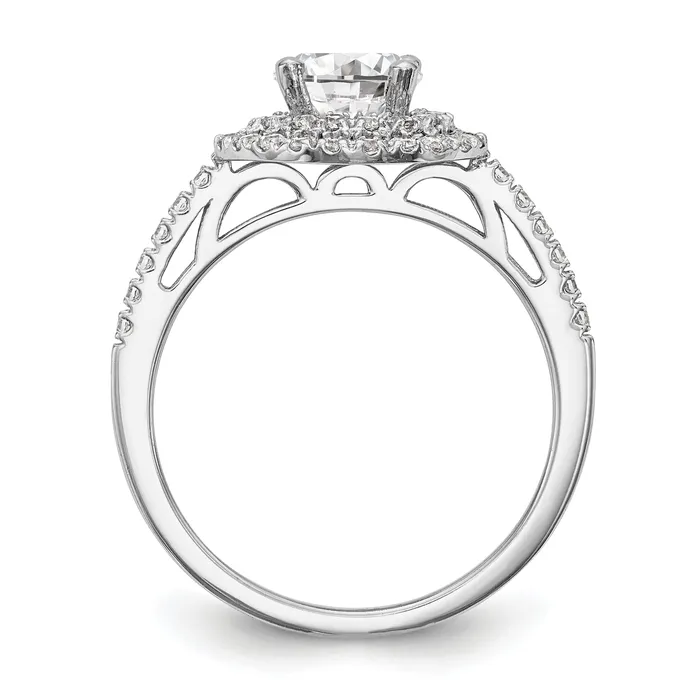 050ct CZ Solid Real 14K White Gold Round Double Halo Engagement Ring Goldia Rings