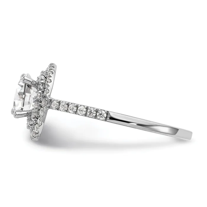 050ct CZ Solid Real 14K White Gold Round Double Halo Engagement Ring Goldia Rings