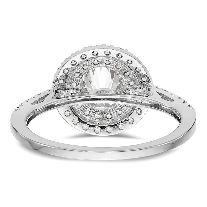 050ct CZ Solid Real 14K White Gold Round Double Halo Engagement Ring Goldia Rings