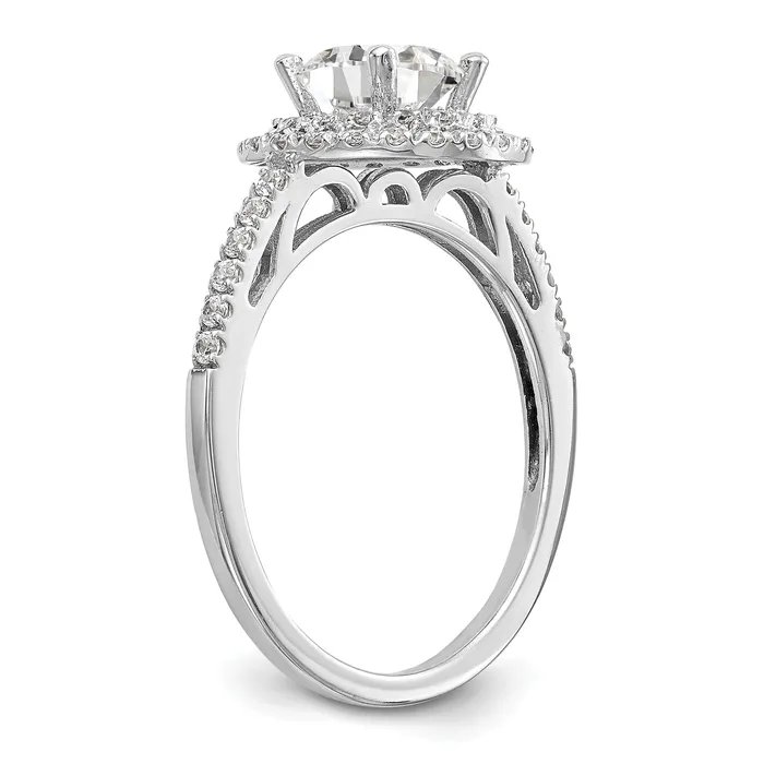 050ct CZ Solid Real 14K White Gold Round Double Halo Engagement Ring Goldia Rings