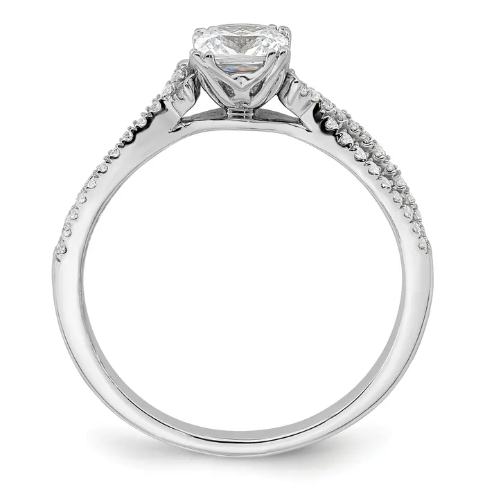 050ct CZ Solid Real 14k White Polish Criss Cross 12ct Cushion Eng Dia Ring Goldia Rings