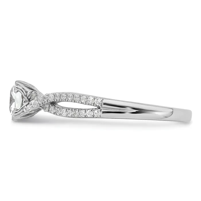 050ct CZ Solid Real 14k White Polish Criss Cross 12ct Cushion Eng Dia Ring Goldia Rings